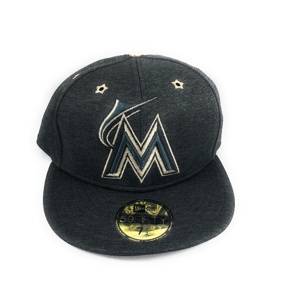 BRAND NEW MIAMI MARLINS 59FIFTY HAT SZ 7 1/2 GRAY